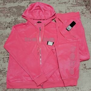 Bebe Sport Hot Pink Velour Hoodie & Jogger Set - M/L